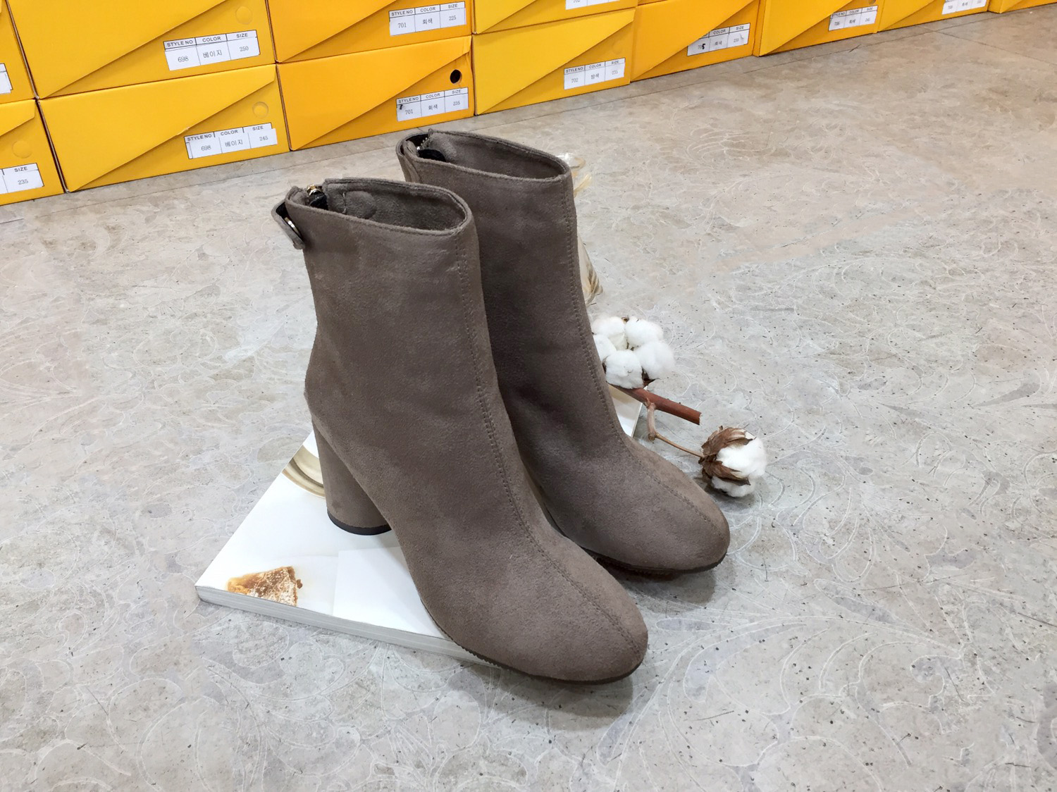 7cm merci simple suede suede round hoodie Ankle bo