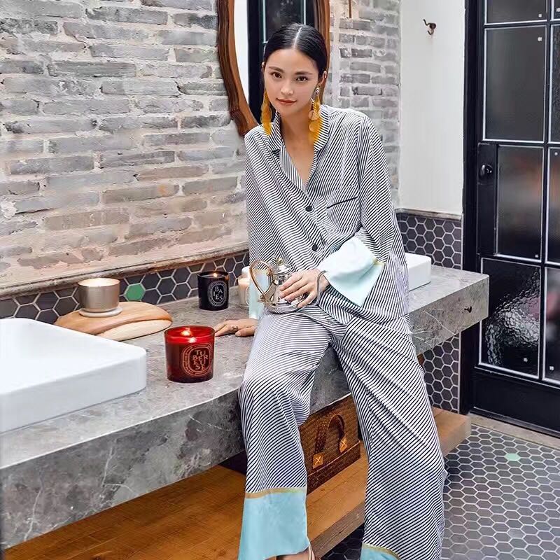 Imported Reica luxury silk long-sleeved pajamas cu