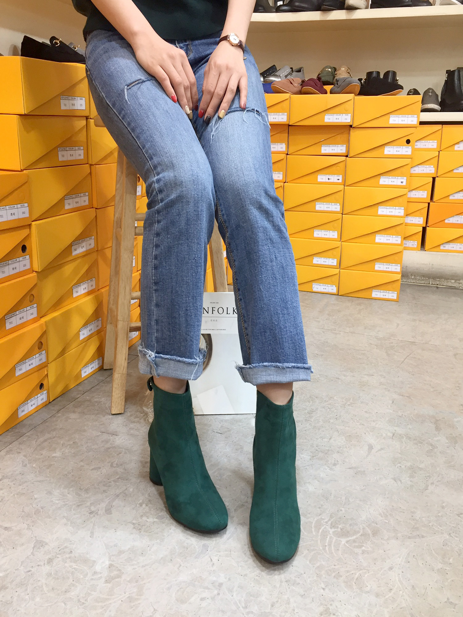 7cm merci simple suede suede round hoodie Ankle bo