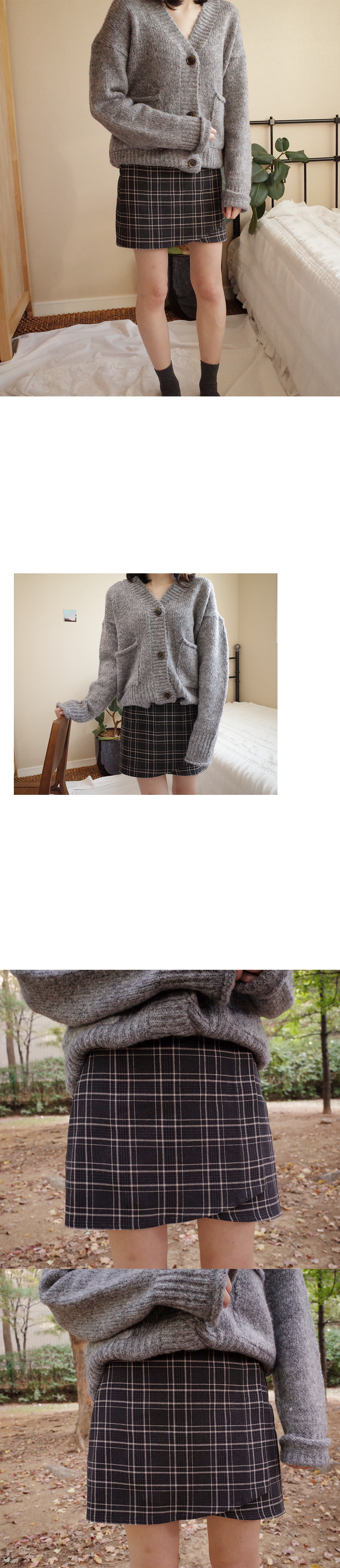 Check H Line Tulip Mini Skirt Navy, Gray h Skirt R