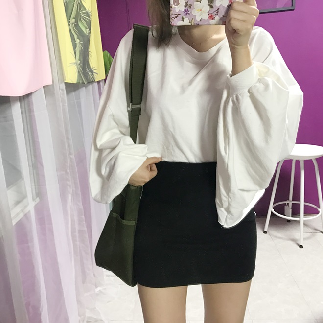 Line banding mini skirt 2color 20s female double l