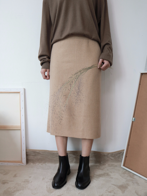 Woolen Long Skirt 2color Vegetable Winter Pit H Li