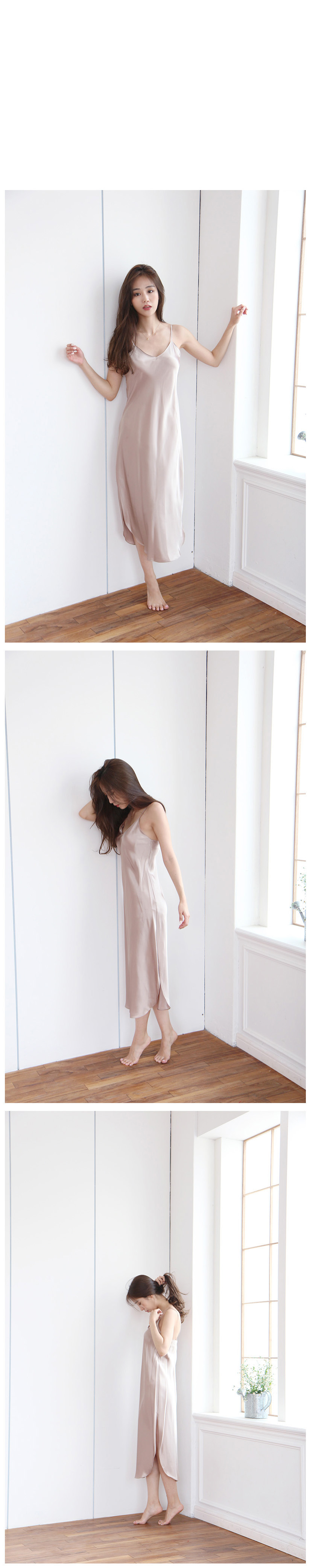 Satin Maxi Slip Silk Long Dress One Piece Pajamas 