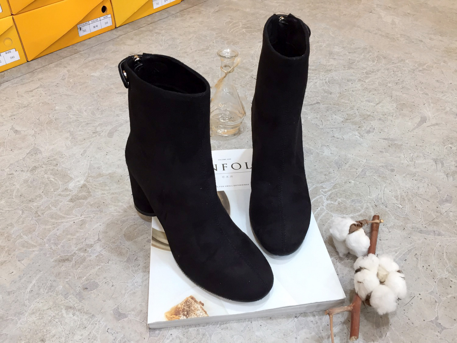 7cm merci simple suede suede round hoodie Ankle bo