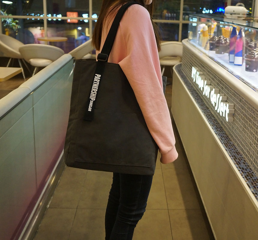 Shoulder Pocket Eco Back Lettering Canvas Bag Dail