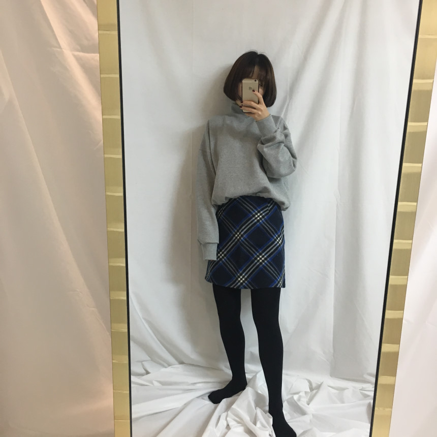 Reason and woolen check mini skirt winter skirt