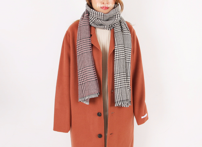 Glen Check Two-tone muffler shawl Women Winter war