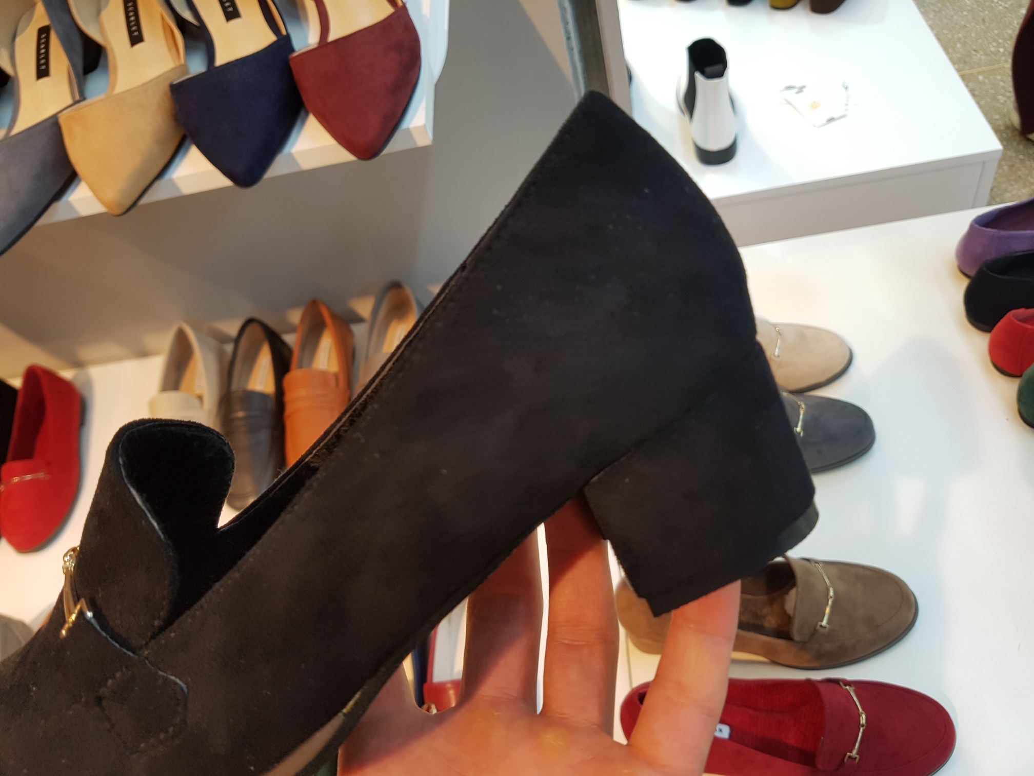 Brushed Lining Looper Pumps 4cm Black Red Brown Be