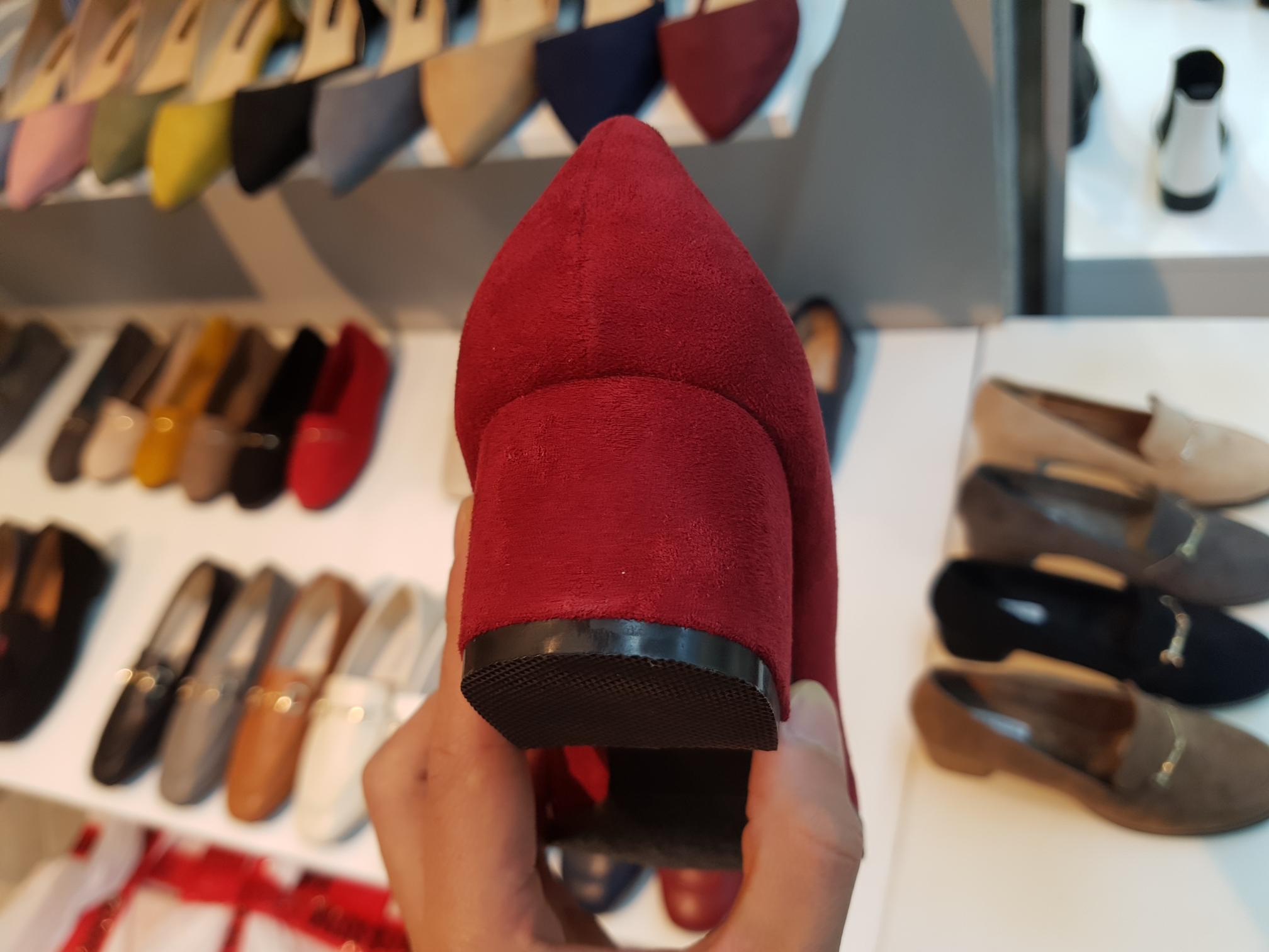 Brushed Lining Looper Pumps 4cm Black Red Brown Be