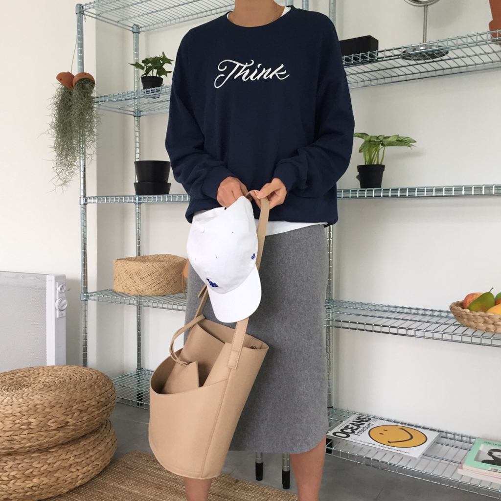 Cashmere knit long skirt 2color midi line