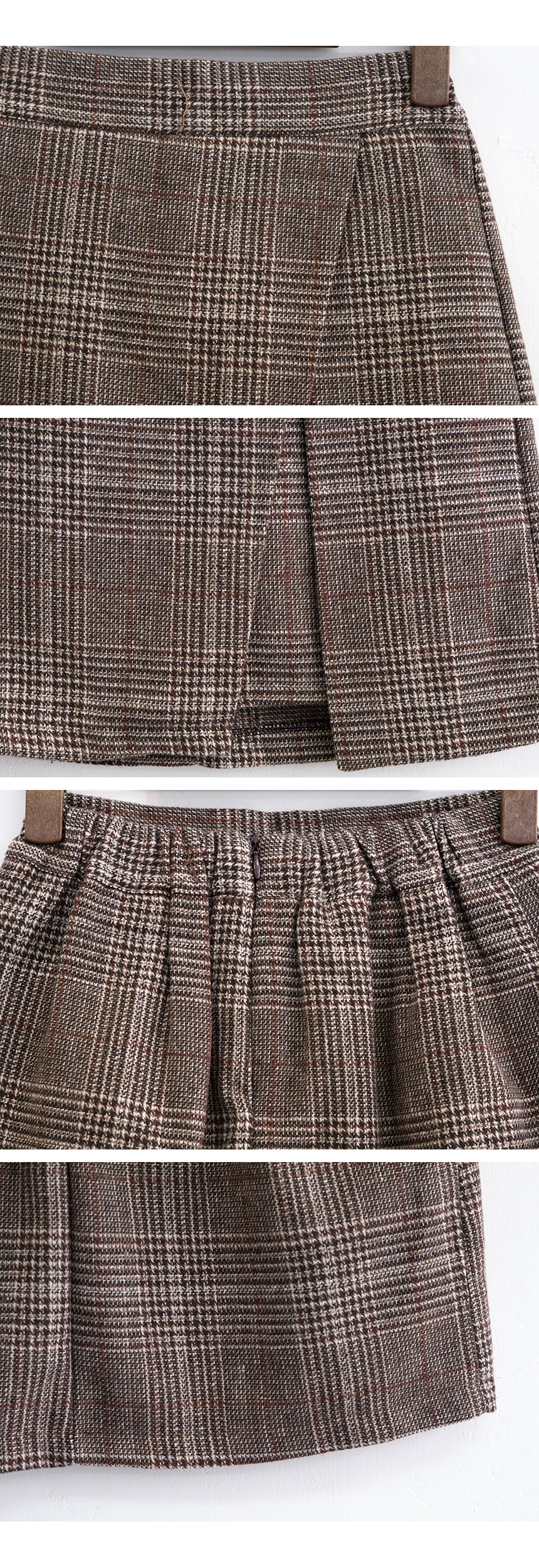 High waist check woolen mini skirt Amber winter fl