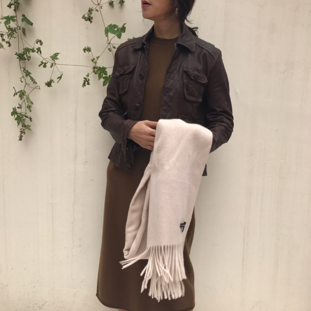 Same-day shipping open wool muffler neat natural l