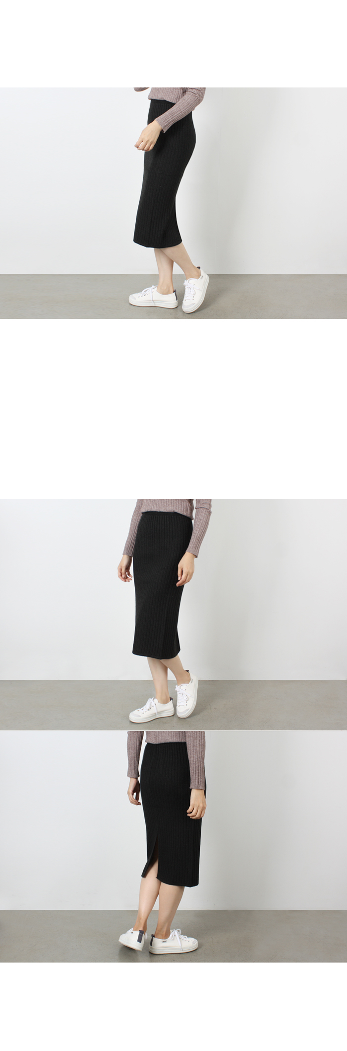 Pleated Bending Knit Skirt - Flare Long Gol Mermai