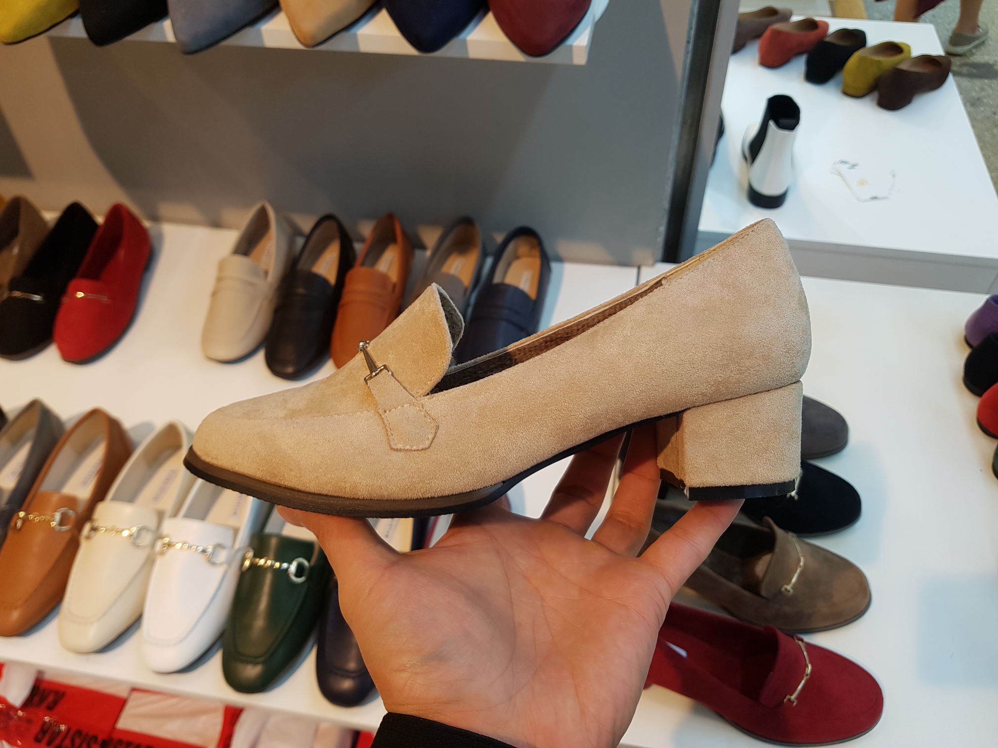 Brushed Lining Looper Pumps 4cm Black Red Brown Be