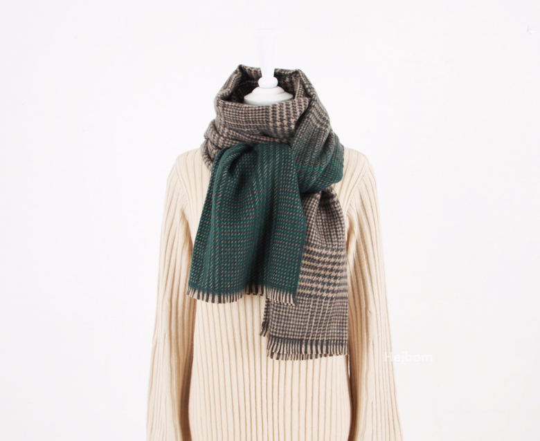 Glen Check Two-tone muffler shawl Women Winter war