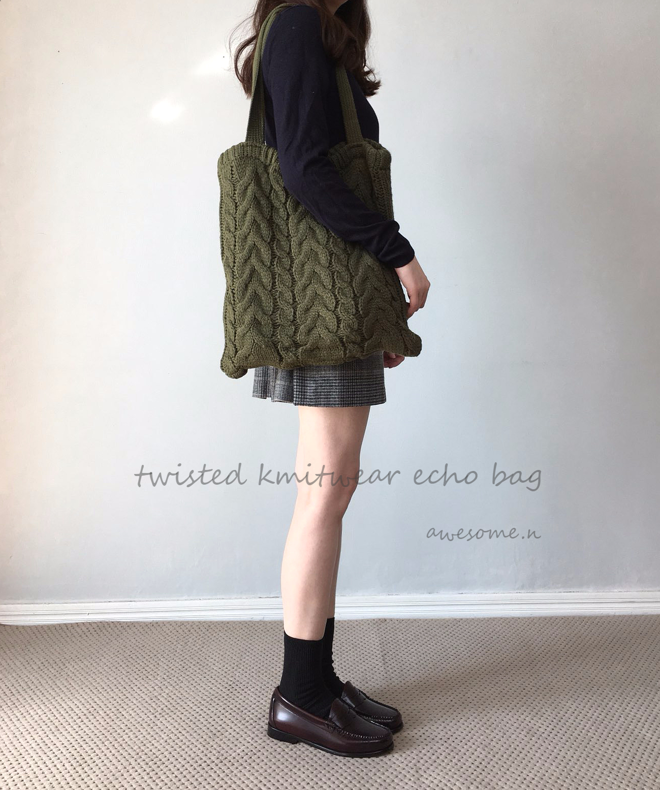 Knit eco-bags bag Pretty bag winter shoulder bag