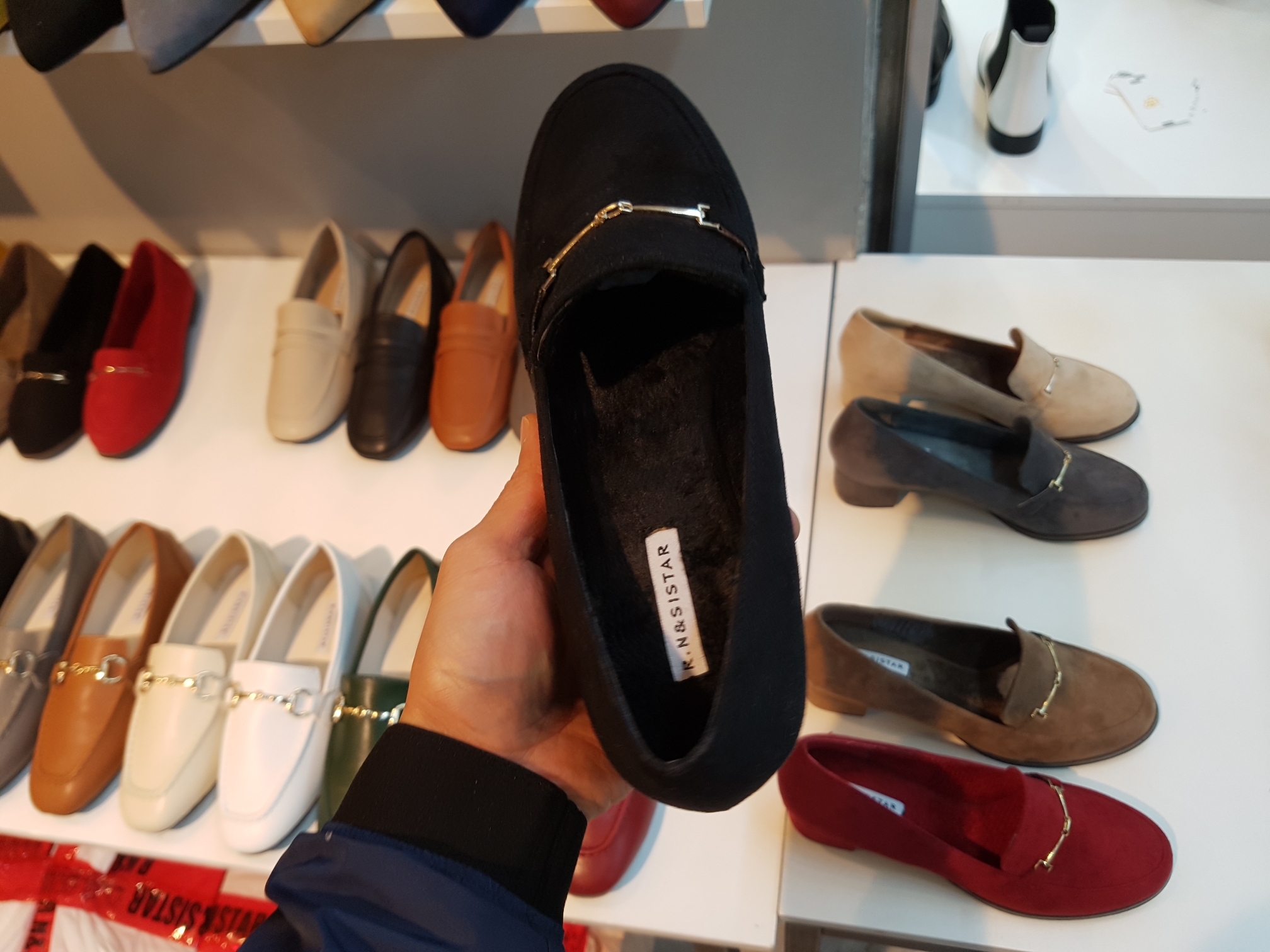 Brushed Lining Looper Pumps 4cm Black Red Brown Be