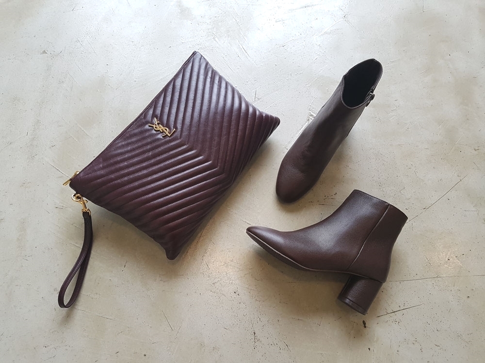 Natural cowhide simple heeled ankle boots 6cm blac