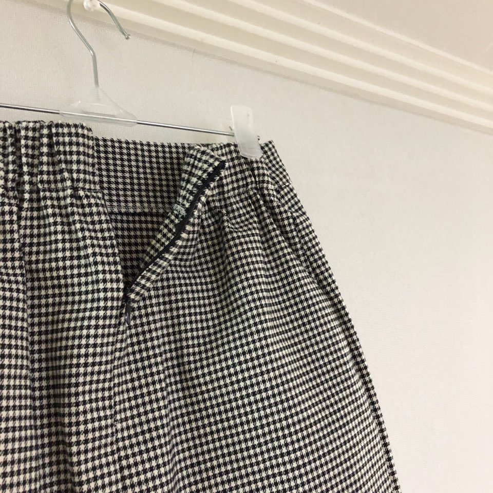 Check skirt long skirt Midi H line Autumn woman Ho