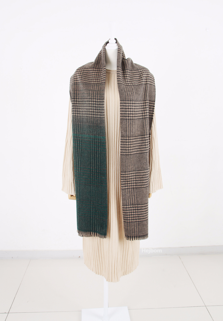 Glen Check Two-tone muffler shawl Women Winter war