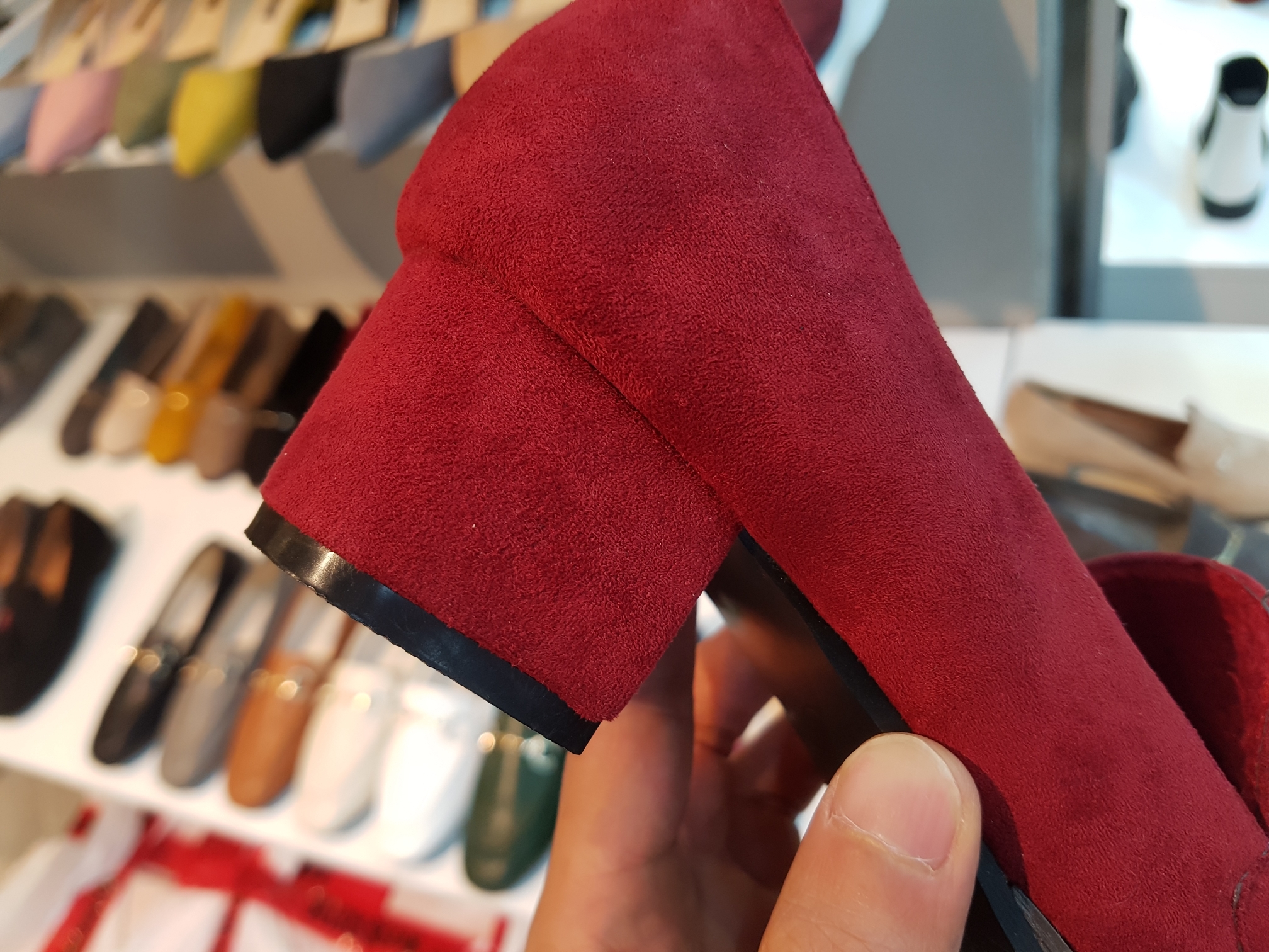 Brushed Lining Looper Pumps 4cm Black Red Brown Be