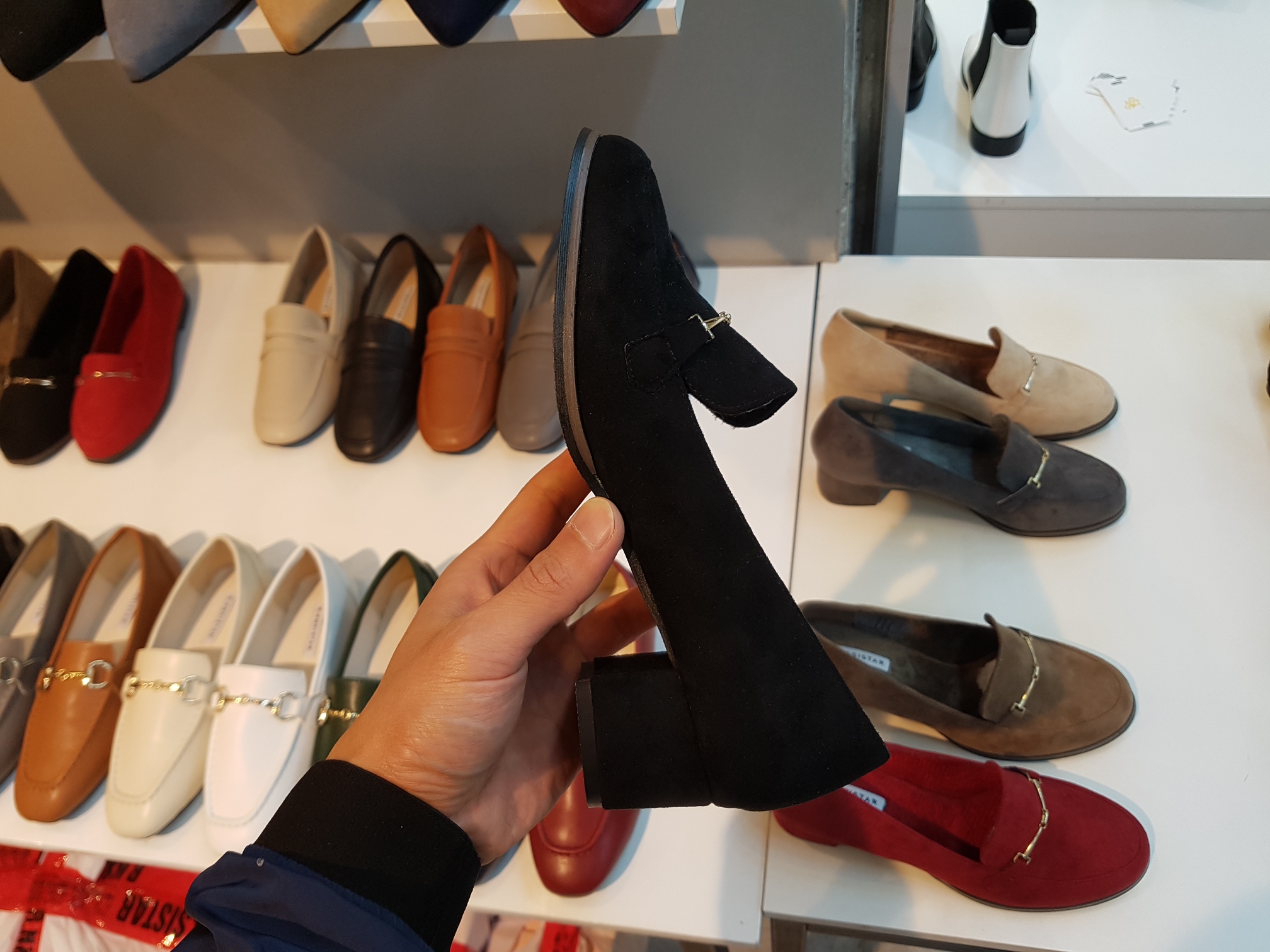 Brushed Lining Looper Pumps 4cm Black Red Brown Be