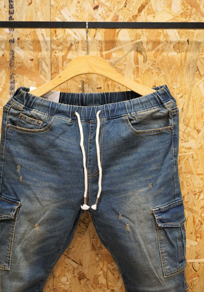 Korea Jeans Pants Cargo Slim Exhaust Banding Jogge