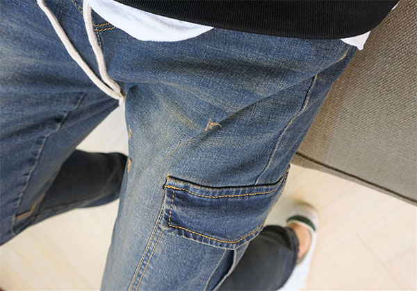 Korea Jeans Pants Cargo Slim Exhaust Banding Jogge