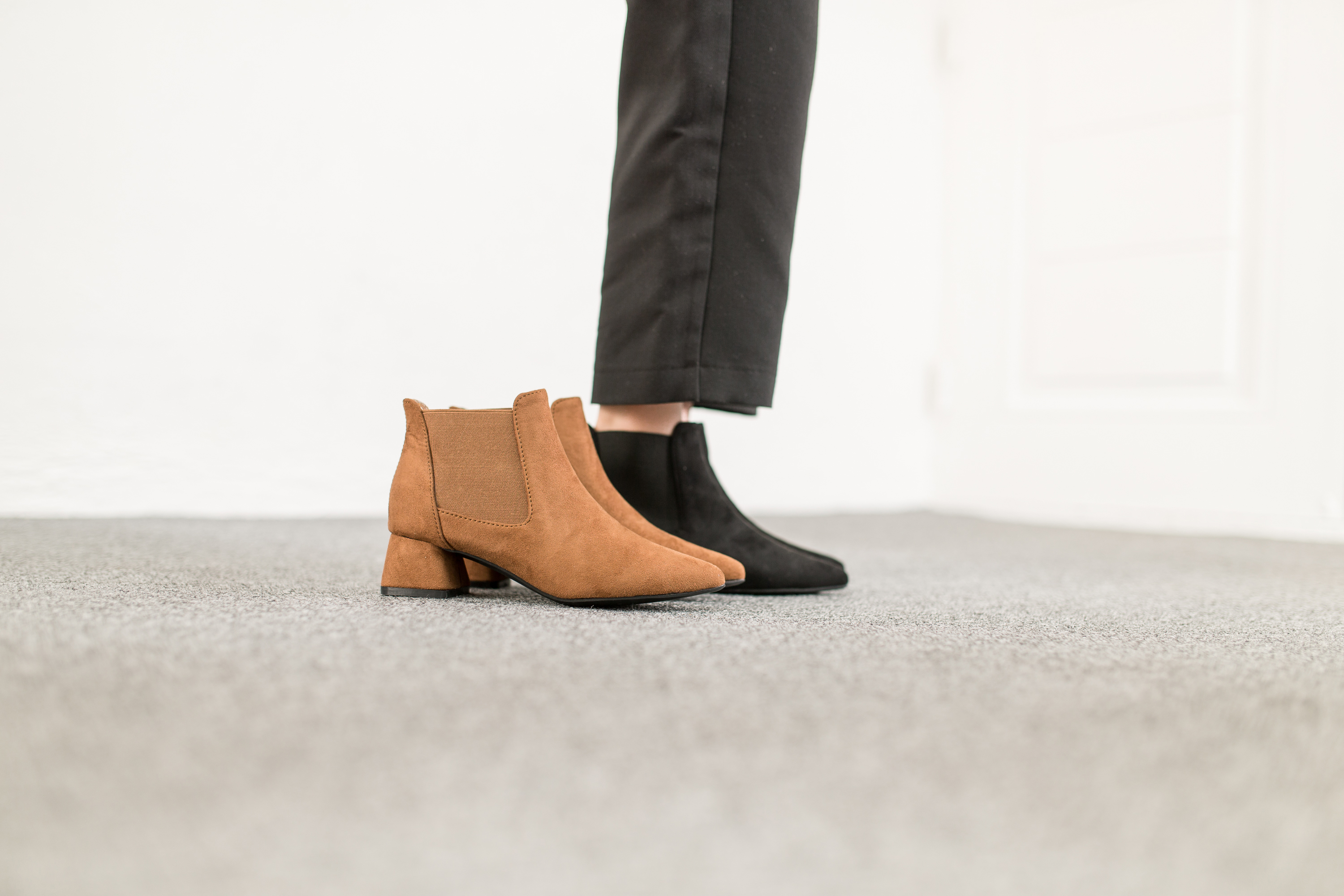 Suede Angle Boots 4cm Women's Scissors Styling 