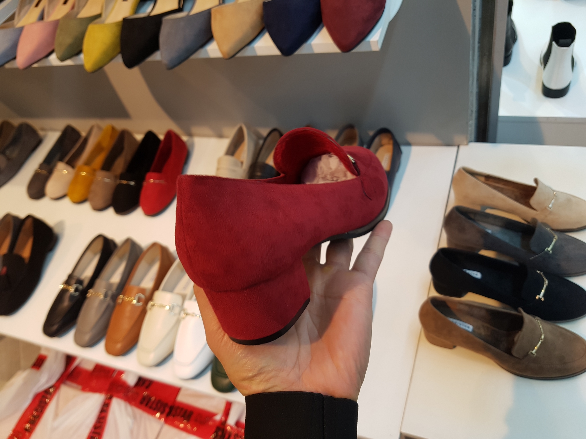 Brushed Lining Looper Pumps 4cm Black Red Brown Be