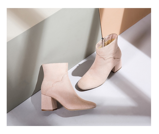 Handmade Natural Leather Wavy Line Angle Boots Com