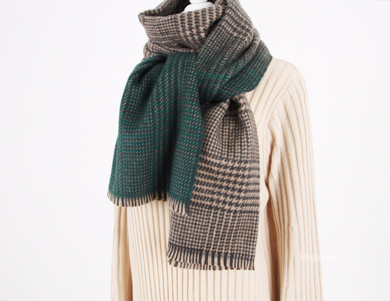 Glen Check Two-tone muffler shawl Women Winter war