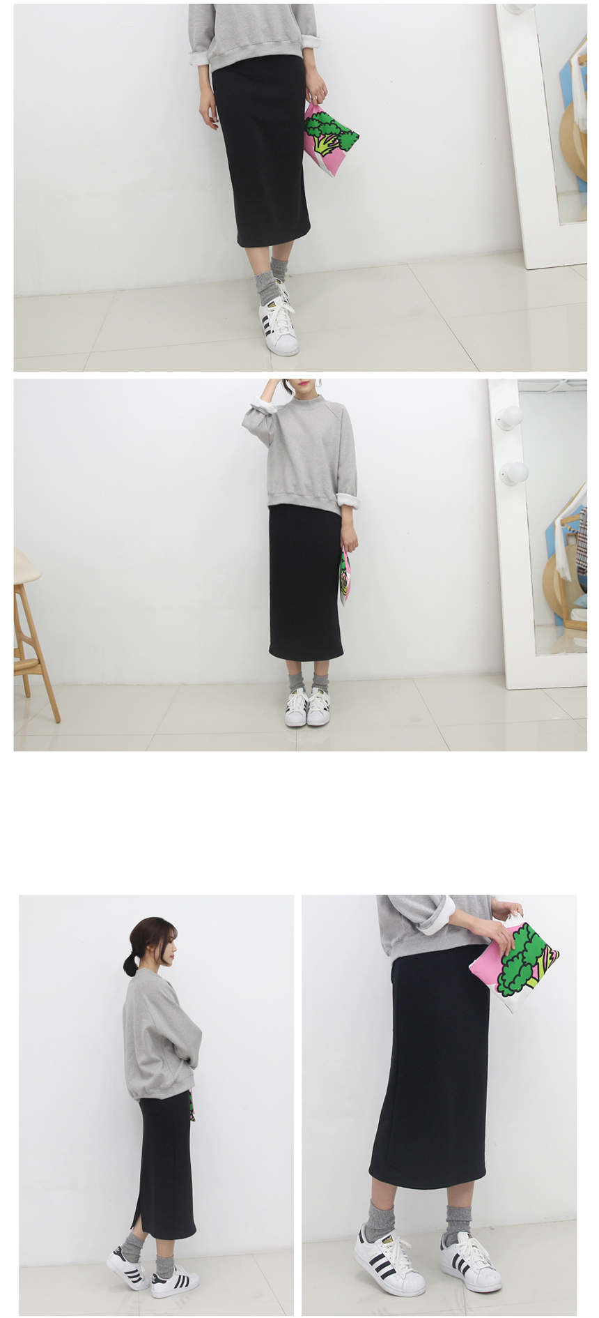 Brushed H-line long skirt Marvel mink Winter trim 