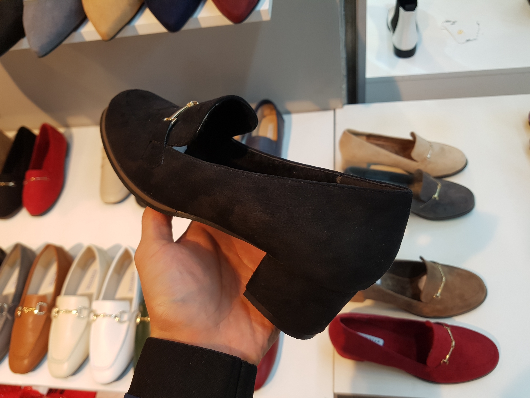 Brushed Lining Looper Pumps 4cm Black Red Brown Be