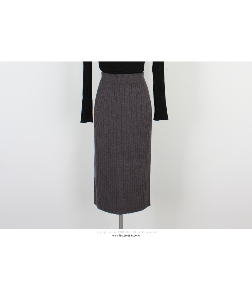 Pleated Bending Knit Skirt - Flare Long Gol Mermai