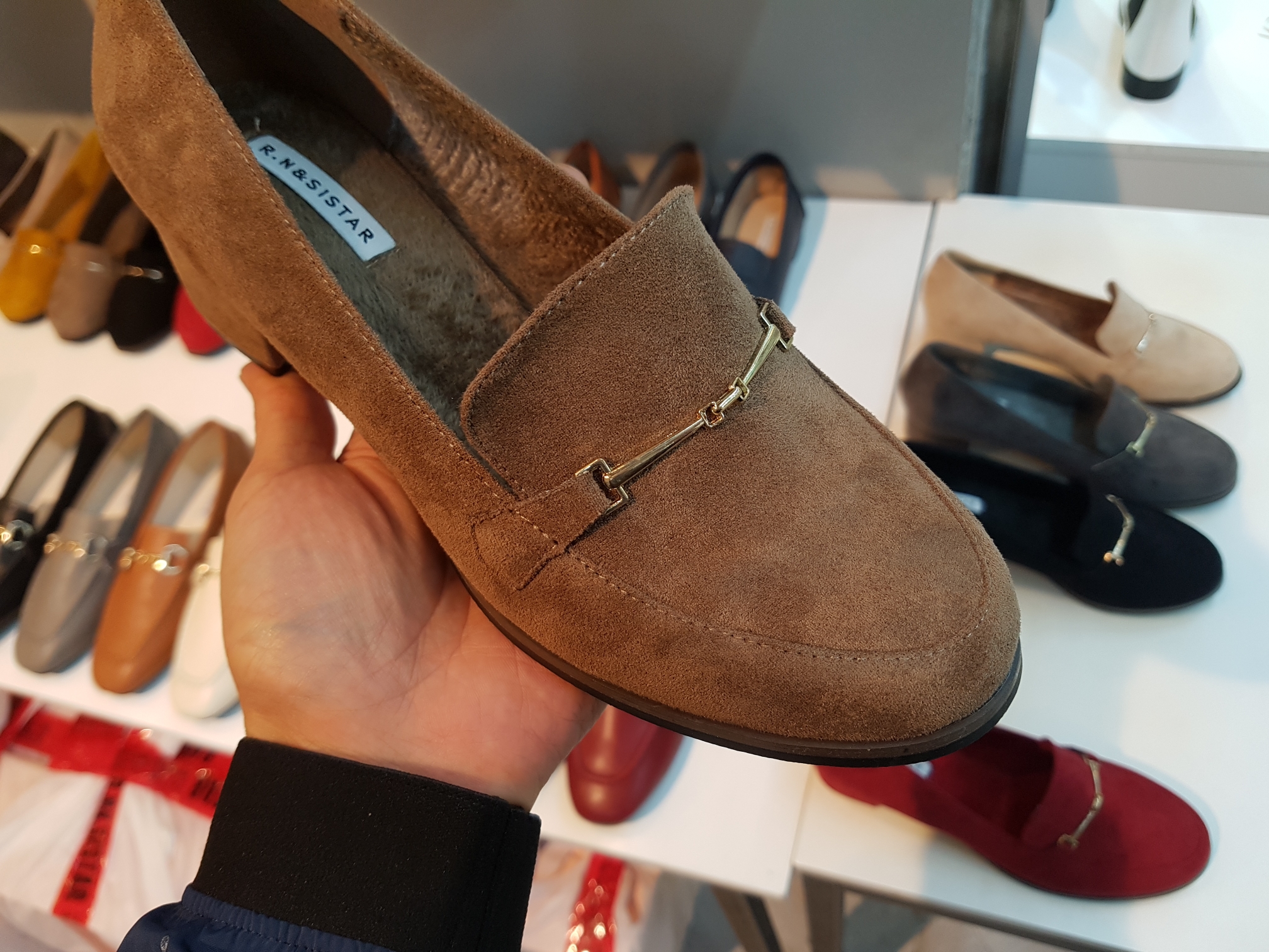 Brushed Lining Looper Pumps 4cm Black Red Brown Be