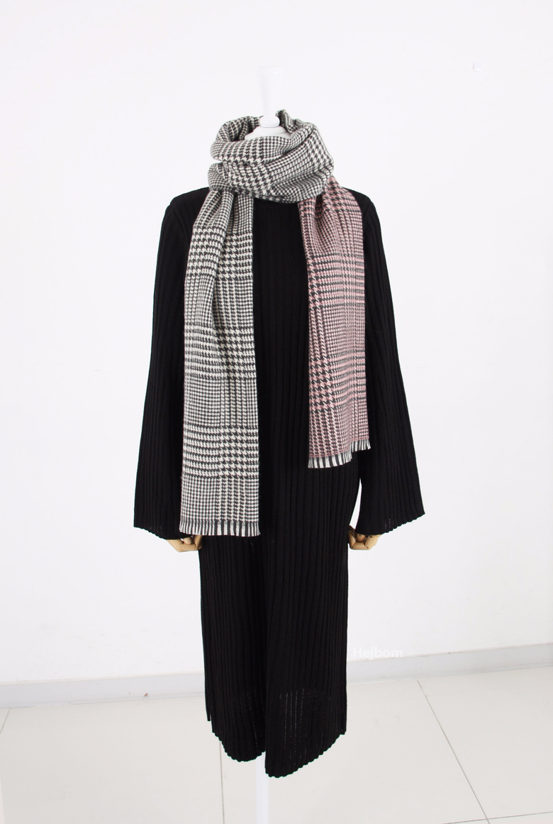 Glen Check Two-tone muffler shawl Women Winter war