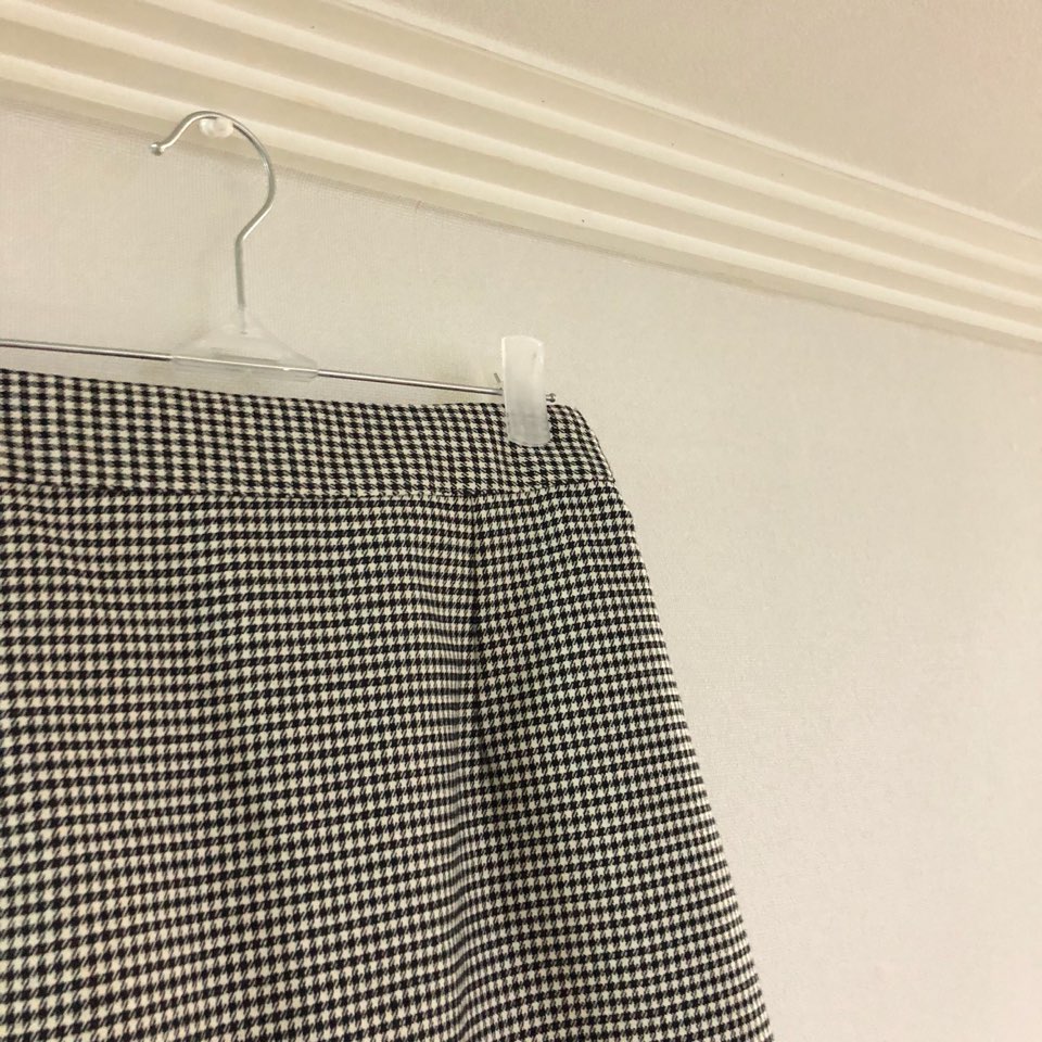 Check skirt long skirt Midi H line Autumn woman Ho