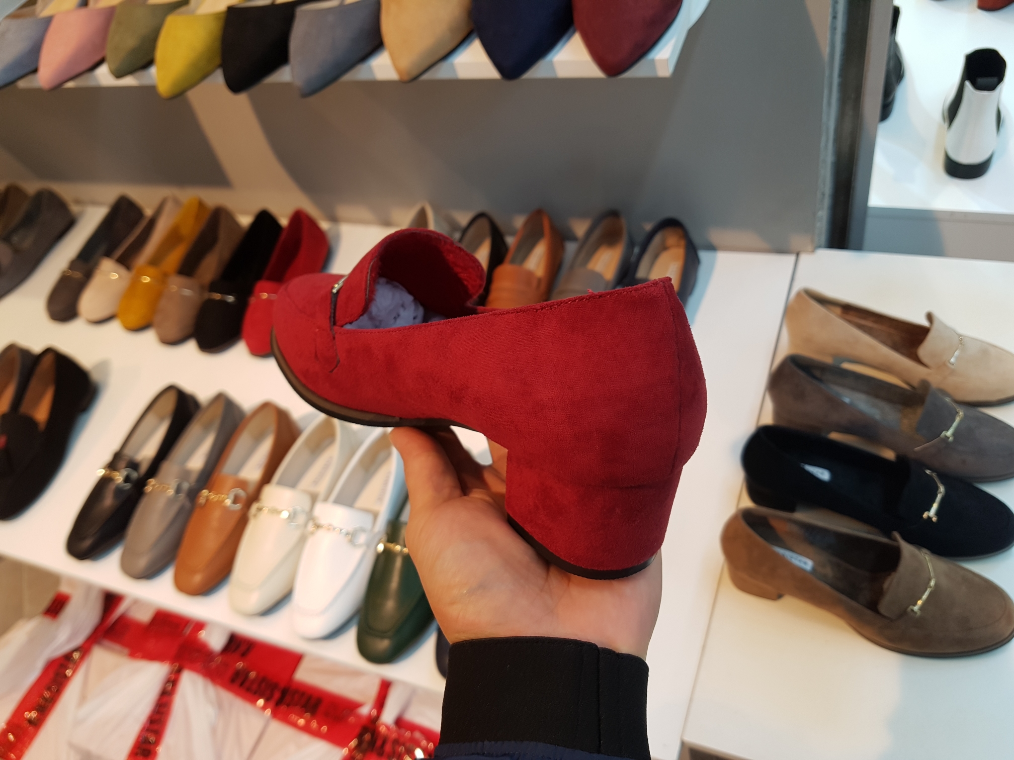 Brushed Lining Looper Pumps 4cm Black Red Brown Be