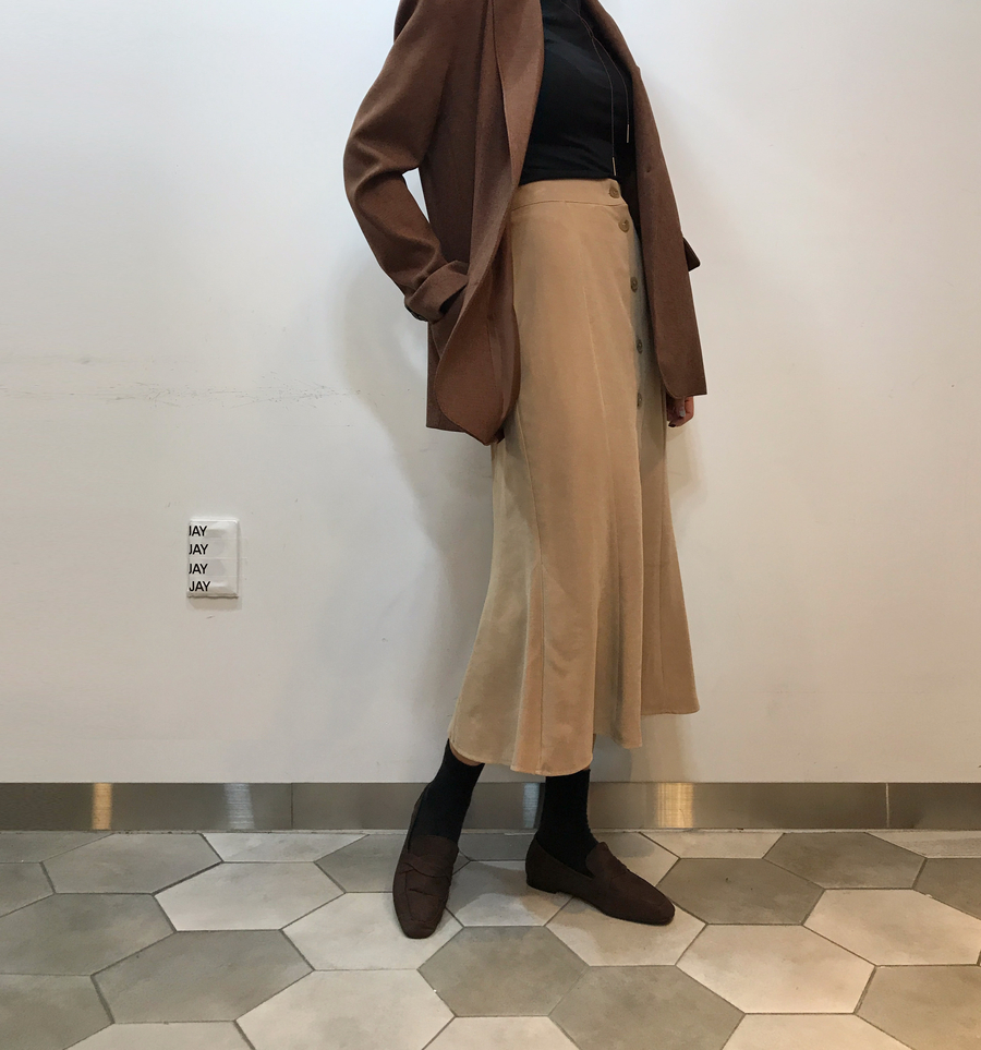 Button Skirt Mermaid Winter Mermaid Black Beige Lo