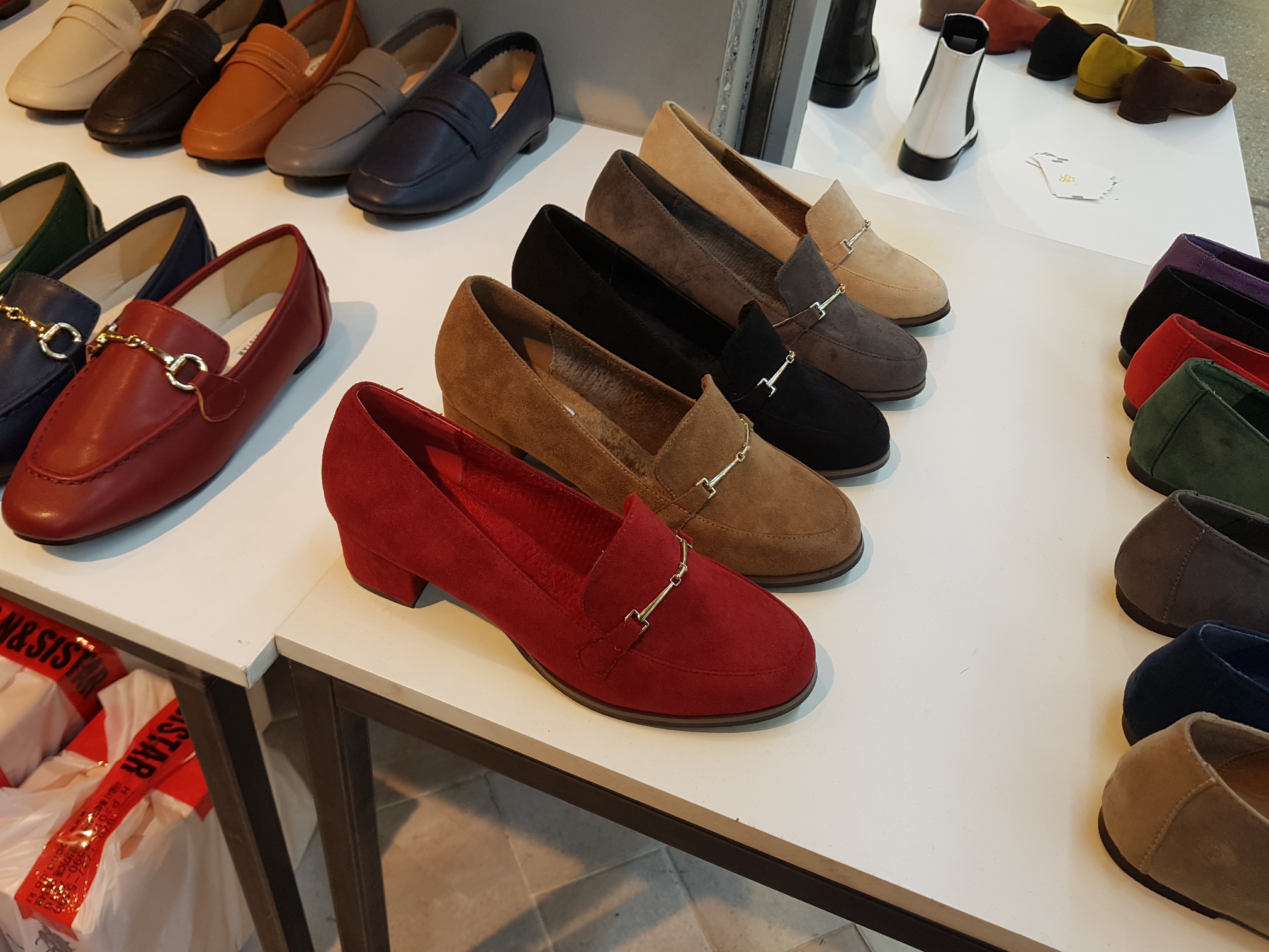 Brushed Lining Looper Pumps 4cm Black Red Brown Be