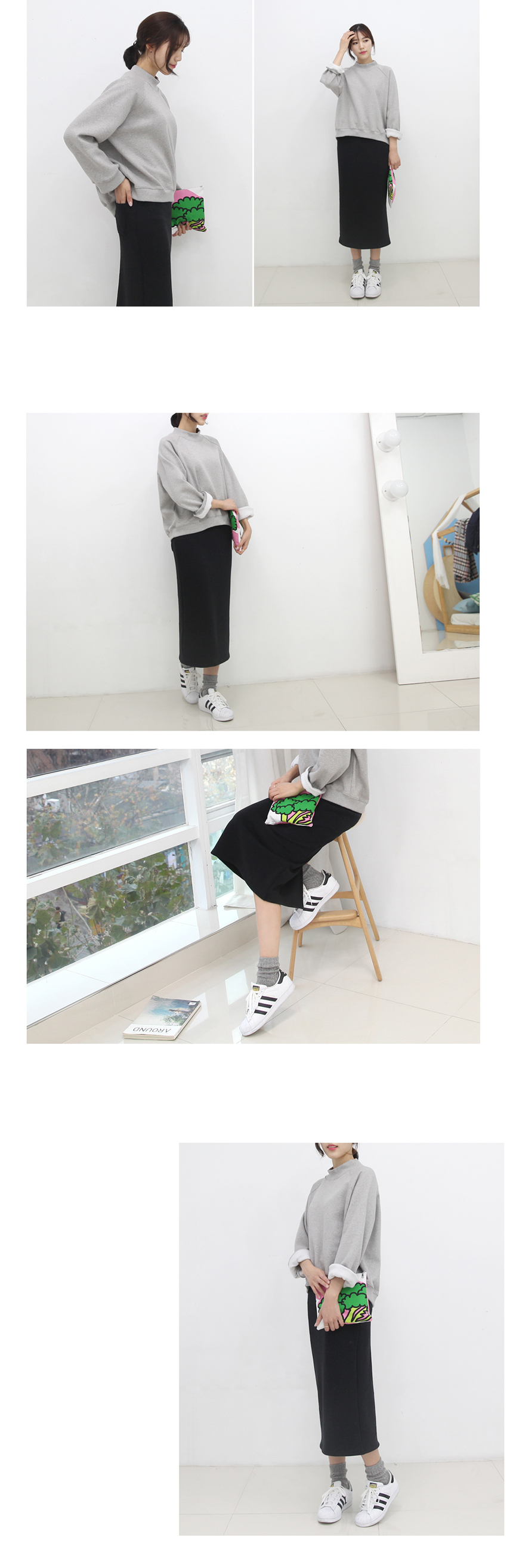 Brushed H-line long skirt Marvel mink Winter trim 