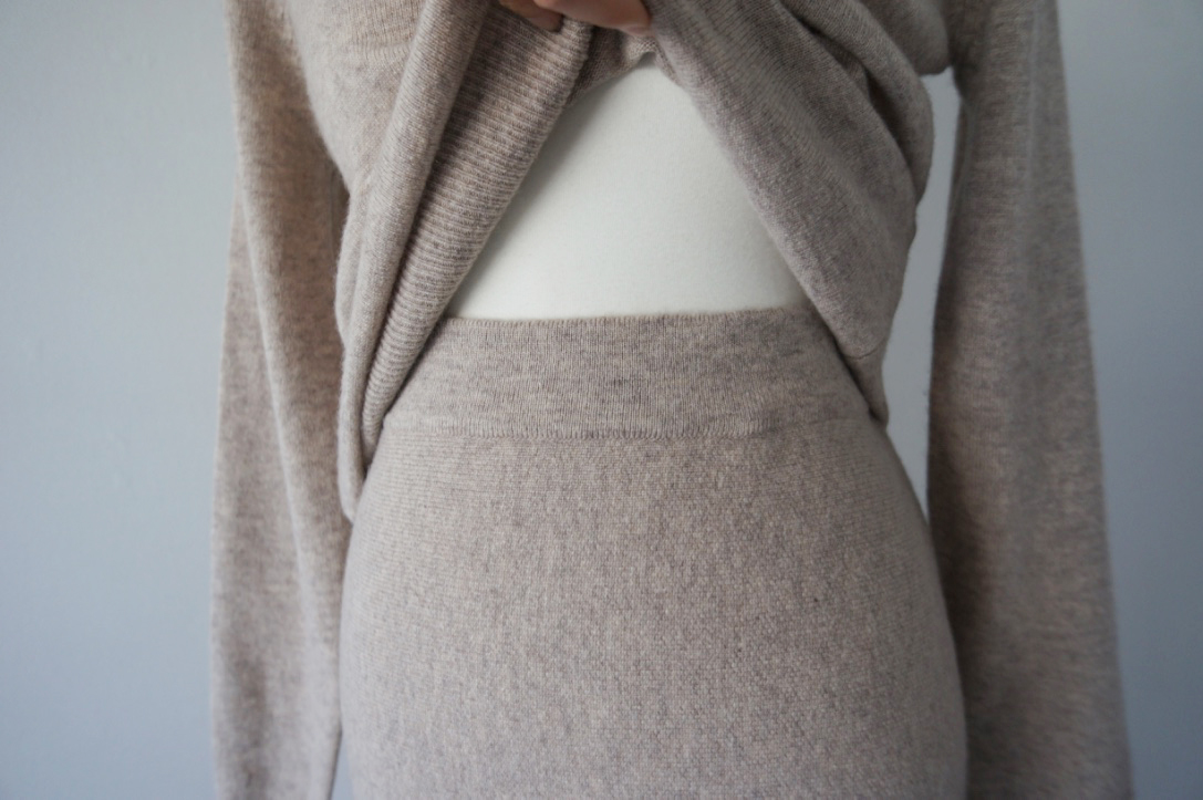 Cashmere knit long skirt 2color midi line