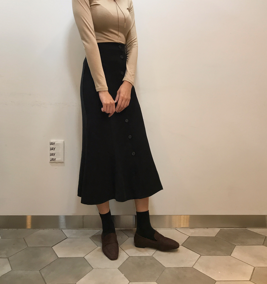 Button Skirt Mermaid Winter Mermaid Black Beige Lo