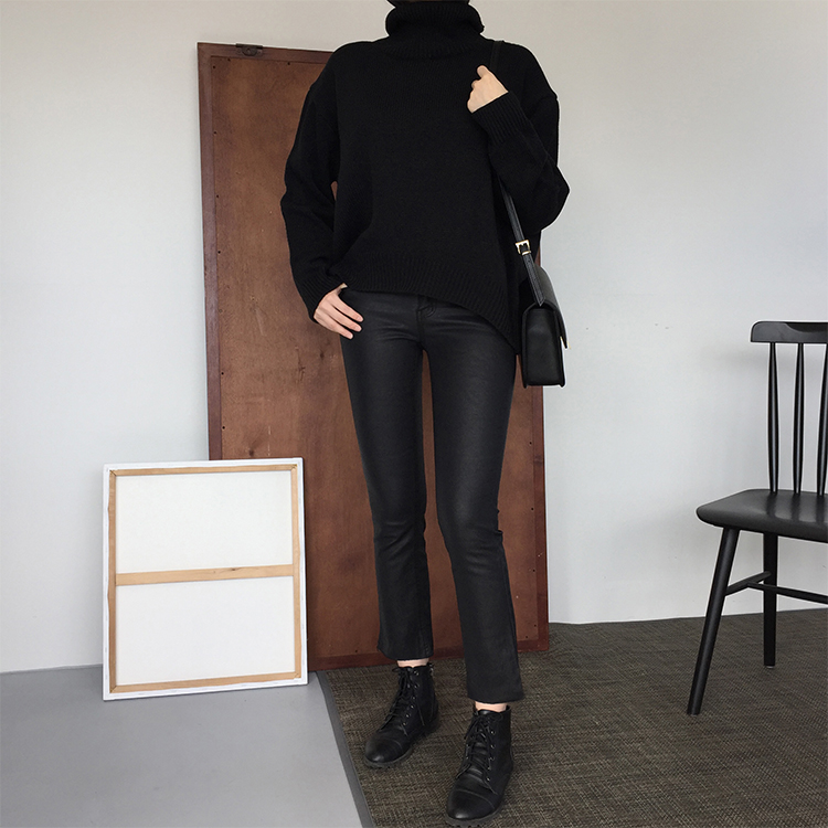 Korea Jeans Pants Matte Black Date Coated Jean Gir