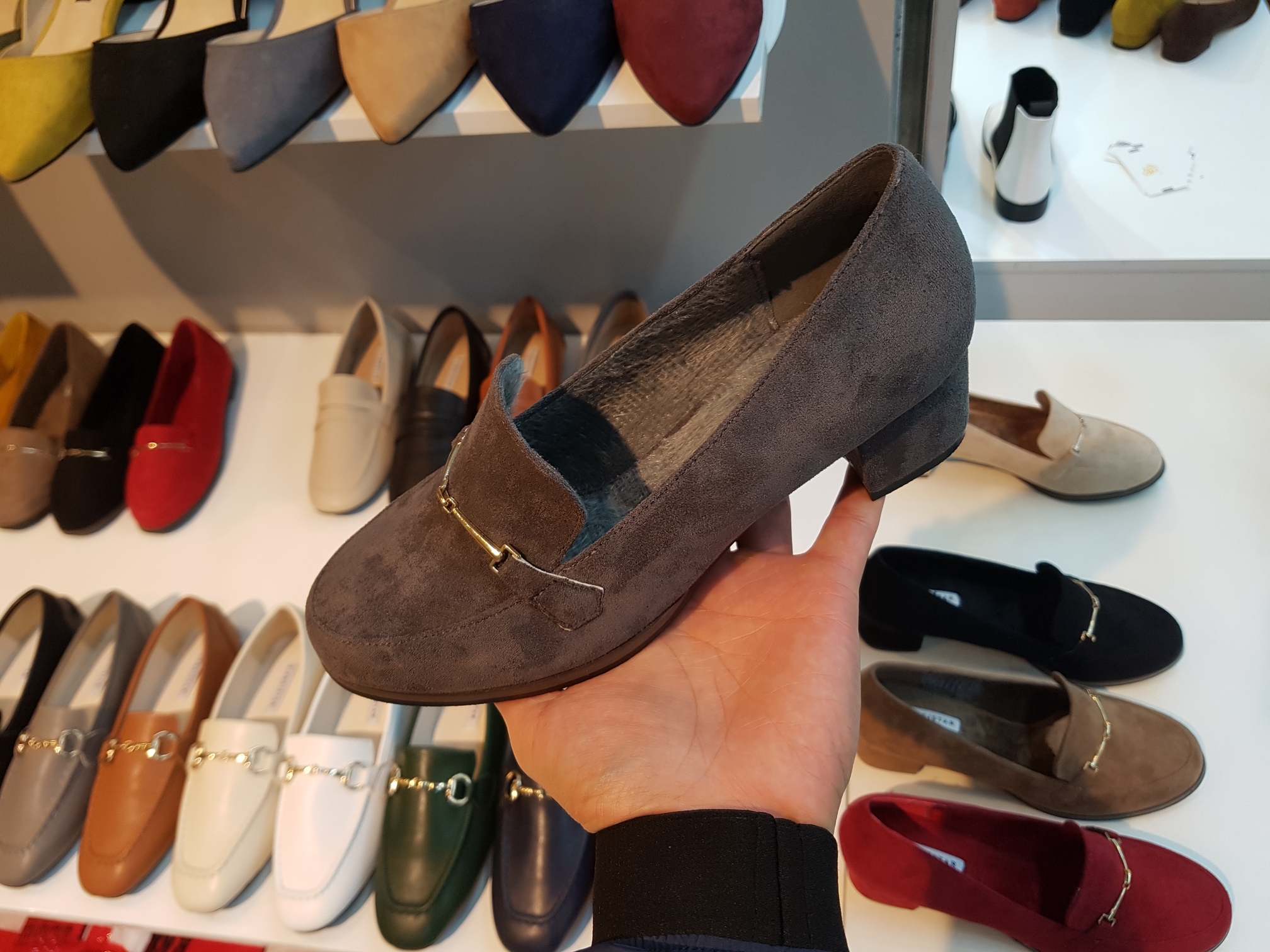 Brushed Lining Looper Pumps 4cm Black Red Brown Be