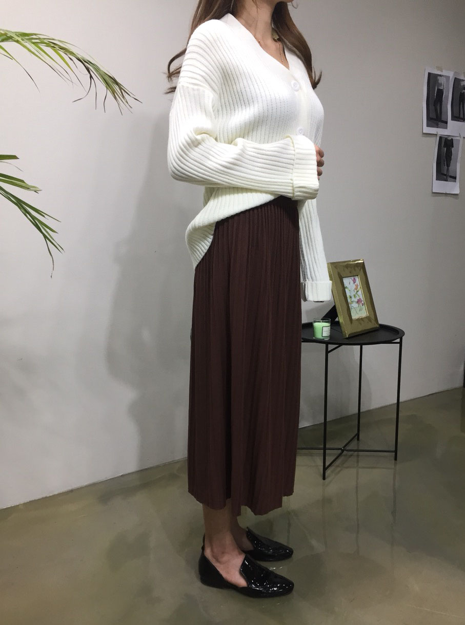 Wrinkled Bending Knit Long Skirt Romantic Look Lux