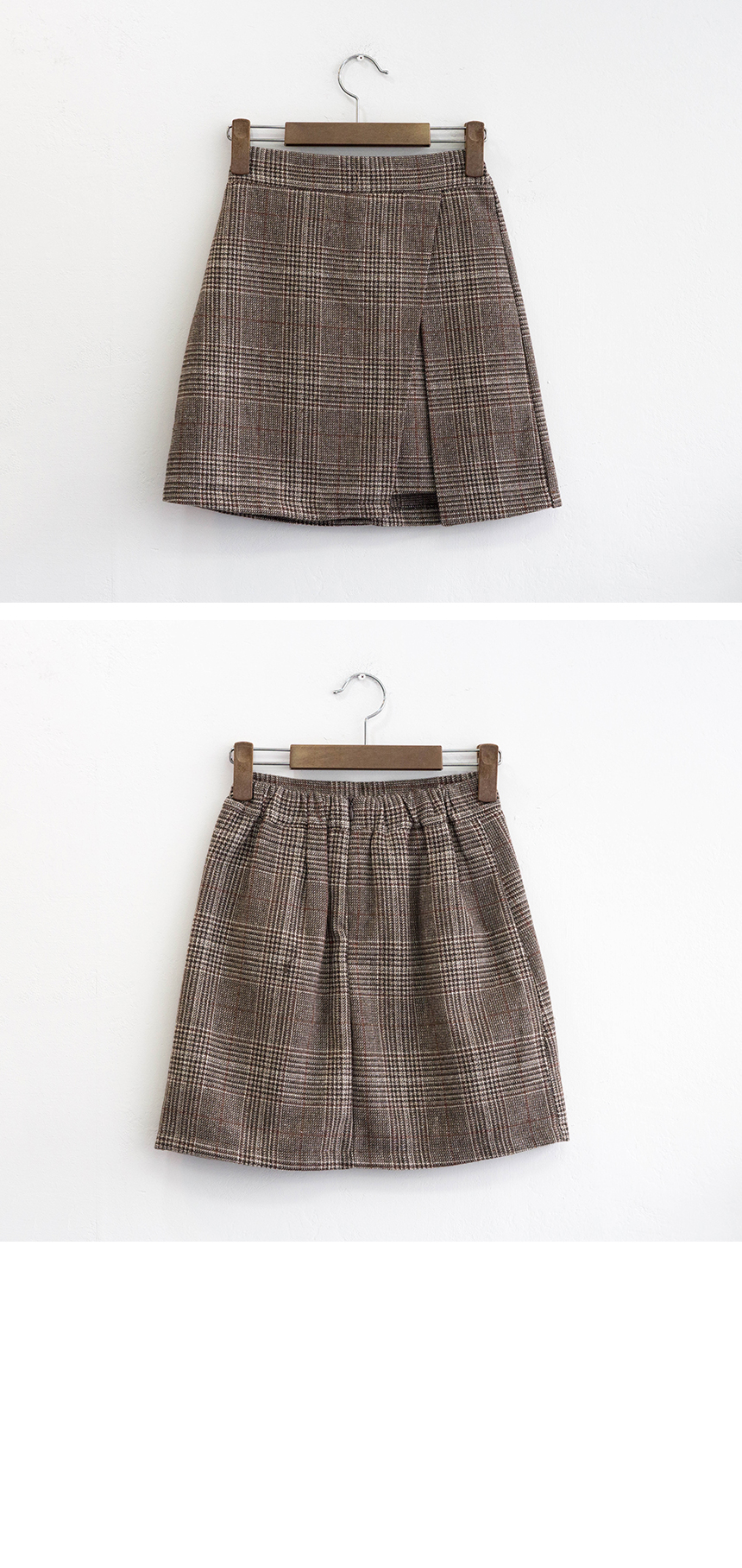 High waist check woolen mini skirt Amber winter fl