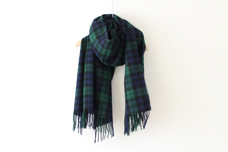 Green tartan check muffler Men's casual design 
