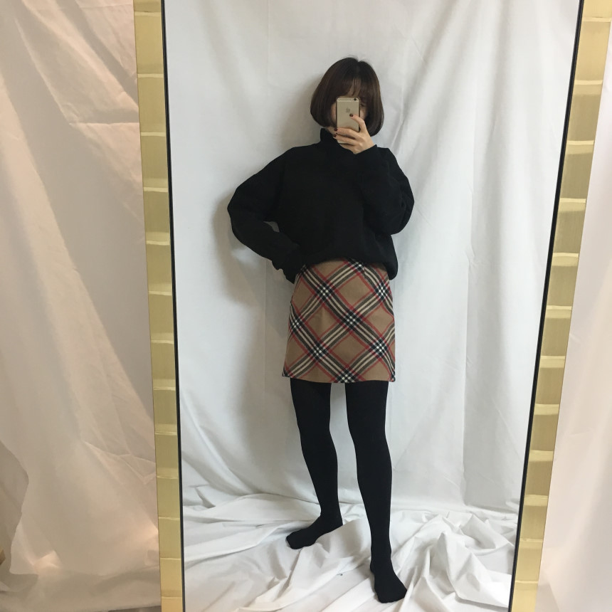 Reason and woolen check mini skirt winter skirt